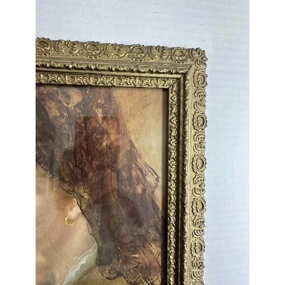 Vintage Gold Framed A.Fenti Pini Print signed Portrait Of Mother & Child Marked - Picture 6 of 13